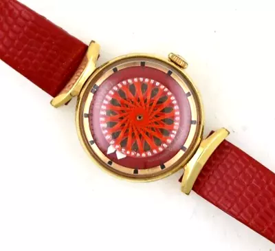 Vintage Ernest Borel 25mm Ladies Kaleidoscope Watch W/ Red Dials RUNS • $139