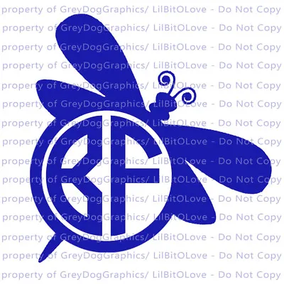 Custom Yeti Sized Dragonfly Monogram Vinyl Decal 2 Initials Sticker • $2.49