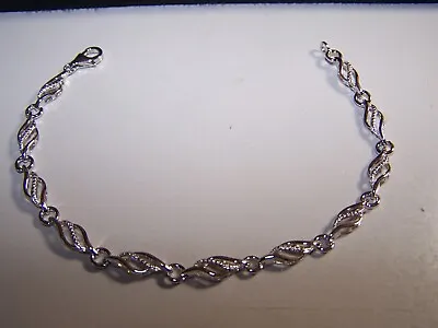 New Zales Jeweler Flame Design Diamond Accent Sterling Silver Tennis Bracelet • $69.99