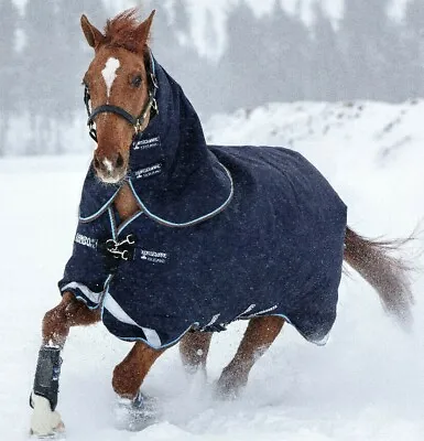 Horseware Rambo Duo Turnout Combo Liner System All In One Rug Hood Navy 5'6 -7'3 • £455.50
