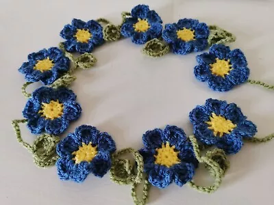 Hand Crochet Forget-me-nots Wall Decorations Blue Flowers Bunting/garland  • £23