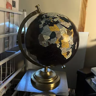 Beautiful Blue Brass Like  Pedestal World Globe 12” Very Good Condition • $27.99