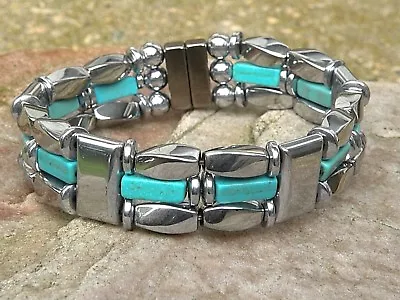 Mens Womens Western Silver Magnetic Hematite Bracelet Anklet Necklace Turquoise • $54.99