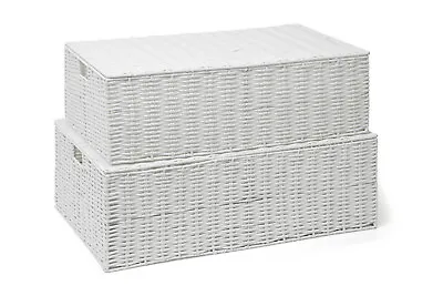 £35.99 • Buy Storage Basket Chest Under Bed White Resin Woven Trunk Basket Large Or Medium