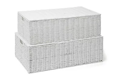 Storage Basket Chest Under Bed White Resin Woven Trunk Basket Large Or Medium • £41.99