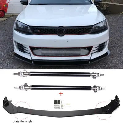 For VW Golf Passat Jetta MK5 MK6 Front Bumper Lip Splitter Spoiler + Strut Rods • $65.92