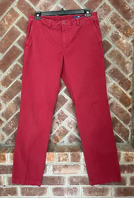 Vineyard Vines Shep Ian Pants Mens 34 Red Flat Front Twill Dress Christmas • $21.99