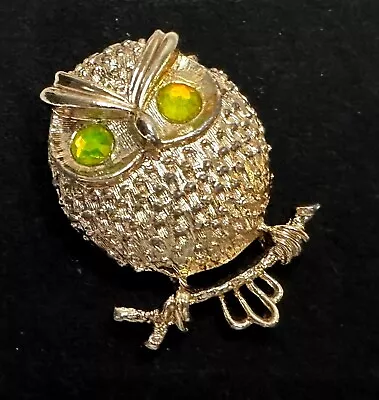 Signed SARAH COVENTRY Gold Tone Unique Textured Owl Vintage Brooch Jewelry Lot V • $2.35