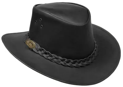 £15.25 • Buy Genuine Leather Hat Western Cowboy Style Australian Bush Unisex Removable Strap