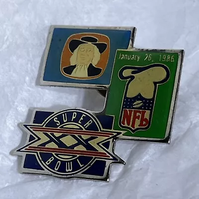 Quaker Oats 1986 Super Bowl XX Chicago Bears New England Patriots Lapel Hat Pin • $11.95