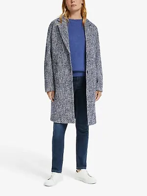 BNWT John Lewis Weekend Moxie Herringbone Cocoon Wool Coat Navy UK 8 RRP £149 • £65