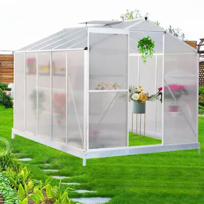 £329.95 • Buy 4x6/6x6/8x6/10x6FT Walk-In Greenhouse Polycarb Panel Aluminium Frame Door Window