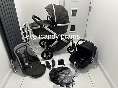 ICandy Peach All Terrian Forest Green Travel System With New Car Seat 🌳💚🖤 • £420