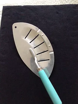 Vintage Foley Pot/Pan Strainer/Drainer - Aluminum With Teal Wooden Handle USA • $14