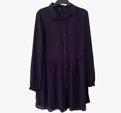 F&F Long Sleeve Purple Lightweight Shirt Dress Size 14 • £7.99