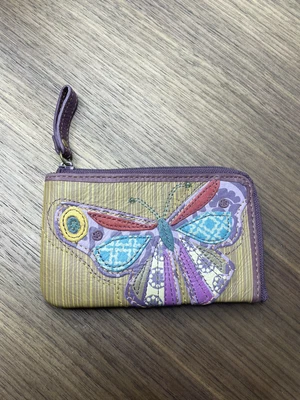 $11.99 • Buy FOSSIL LEATHER ZIP COIN Wallet BUTTERFLY