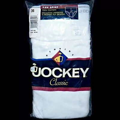Vintage 1996 Open Package Jockey Classic Inverted Y Front Fly Brief 3 Size 36 • $75.94