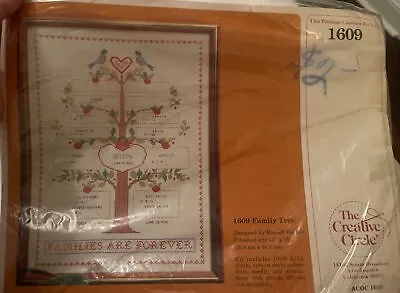 New Vintage 1981 The Creative Circle Cross Stitch Kit 1609 FAMILY TREE Sealed • $15.50