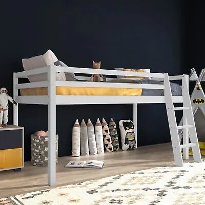 Kids Bunk Beds Cabin Bed Mid Sleeper Loft Bed Single Childrens Pine Wooden Frame • £149.99