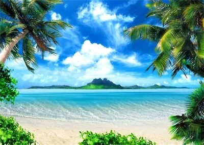 7x5ft Tropical Beach Photography Background Hawaiian Luau Backdrop Seaside Pa... • $18.87