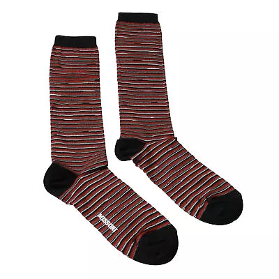 Missoni GM00CMD4589 0001 Red/Silver Striped Boot Socks • $15.99