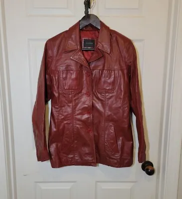 Oakwood Red Faux Leather Jacket Retro  Fashion Show Sz Large  • £43.43