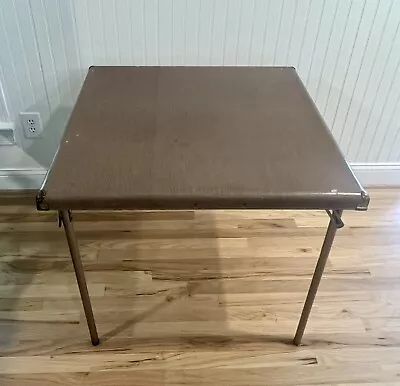 Vintage MCM  Samsonite #7733 Folding 30 X 30 Card Table Corner Caps & Metal Legs • $49.99