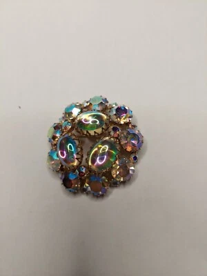 $49.68 • Buy Large Aurora Cabachon Stones Raised Setting Brooch Vintage Jewelry