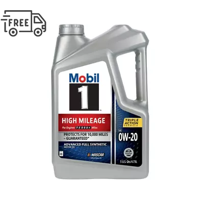 Mobil 1 High Mileage Full Synthetic Motor Oil 0W-20 5 Qt • $27.30