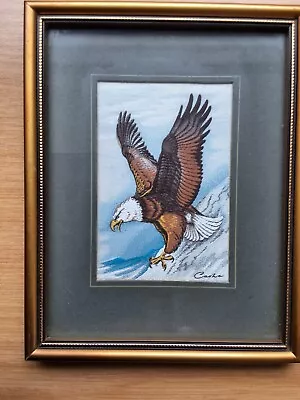 BALD EAGLE Woven Silk Picture J & J Cash Collectors Range Birds  VTG VGC • £11.99