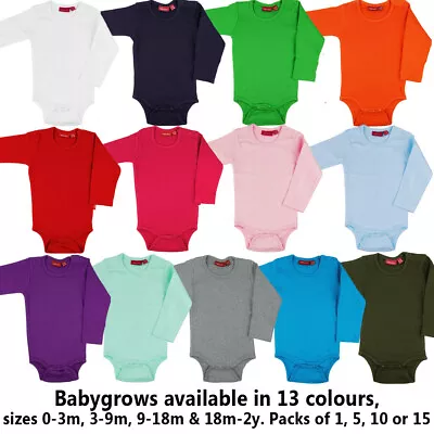 100% Cotton Babygrow Long Sleeve Bodysuit Baby Vest Wholesale Bulk Buy • £15