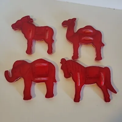 Vintage Domino Sugar Red Plastic Set Of 4 Circus Carnival Cookie Cutters • $20