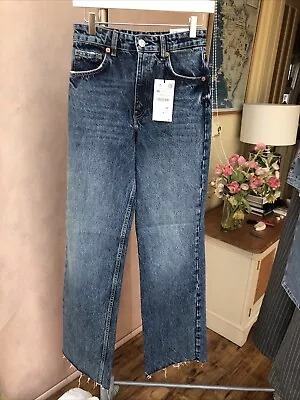 Nwt Zara Blue Denim High Rise Jeans  Perfect Size 8 See Photos • £5.99