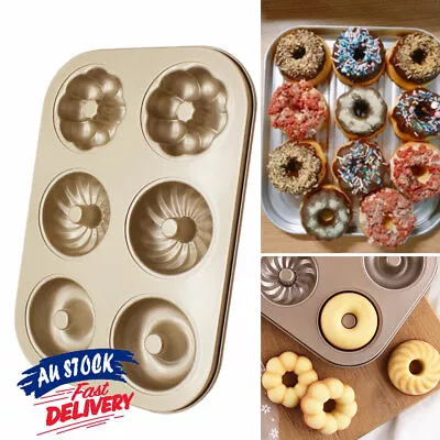 6 Cavity Donut Baking Pans Dough Nut Baking Non Stick Maker Donut Tray • $17.25