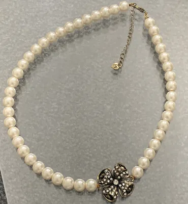Martine Wester Bead Pearl & Diamanté Clasp Necklace - NEW • £11