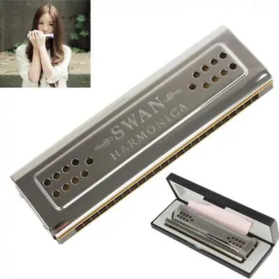 2 In 1 Dual Sided Tremolo Harmonica Mouth Organ Dural Key Of C&G 24 Holes W/ Box • $18.62