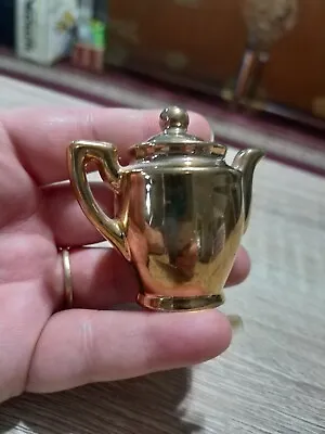 Vintage Japan Ceramic Gold-plated Miniature Teapot. Dollhouse Shadow Box • $18.99
