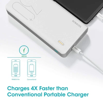 $47.99 • Buy ROMOSS 30000mAh Power Bank 18W 2-Way USB-C QC3.0 PD Fast Charging Charger 3USB