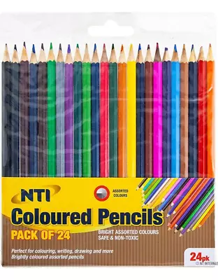 24pc COLOURING PENCILS SET COLOURS ARTIST THERAPY KIDS ADULTS HOME SCHOOL • £2.99