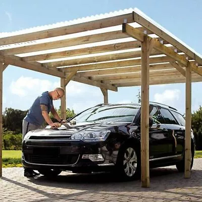 NEW OFFER!! Wooden Garden Shelter Car Port Canopy Pergola 3m X 5m • £669