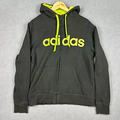 $17.95 • Buy Adidas Sports Fleece Jacket Hoodie Men's Size M Zip Up Dark Grey Green Logo
