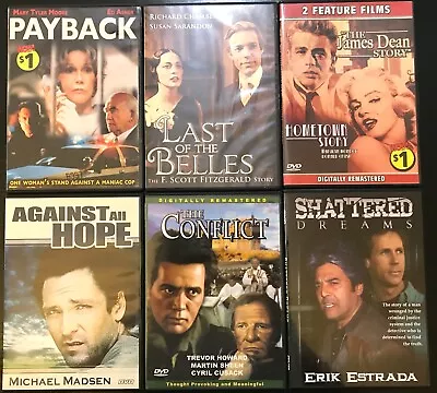 Lot Of 6 DVD's/7 Movies: James Dean Story/F Scott Fitzgerald Story/more VG COND • $7.15