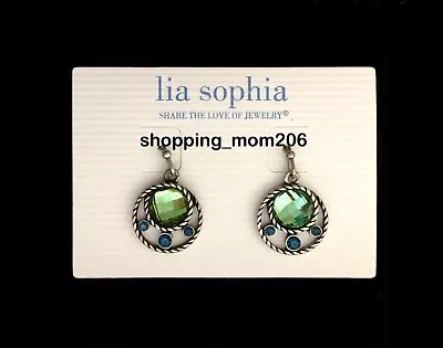 Lia Sophia  Open Water  Matte Silver Tone With Cut Crystals Earrings • $14.99