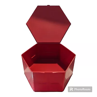 PIATTO Bakery Box Hexagon Red Plastic Large Size 13 W X 6.5  H Cake Keeper • $20