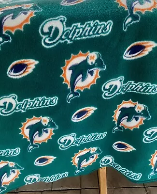 Football Miami Dolphins Nfl Large Fleece Blanket Reversible Aqua Orange Blue • $23.99