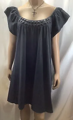 Island Clothing Co Black Dress Studded Front Neckline Womens  L RGS220903/RB1 • $24.77