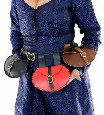 Medieval Buckle Leather Belt Bag Pouch SCA LARP Renaissance Cosplay Costume • $29.99