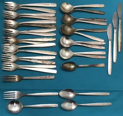35 Pc UNITED AIRLINES Mixed Vintage Silverplate Flatware W/ 4 Stainless • $59