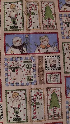 SEWING Vintage Christmas Snowman And Friends Fabric 114x22 • $8