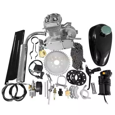 New 2 Stroke 49cc 50cc Bicycle Petrol Gas Motorized Engine Bike Motor Kit Silver • $93.46